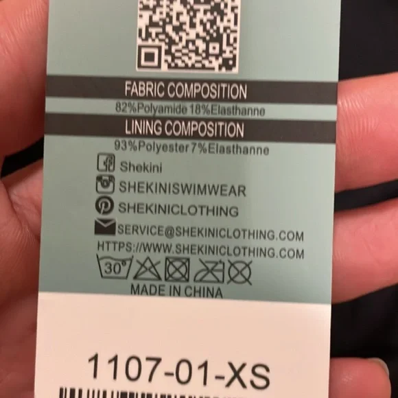 Shekini One-Piece Black Scoop Back Bathing Suit, sz XS - Picture 8 of 12